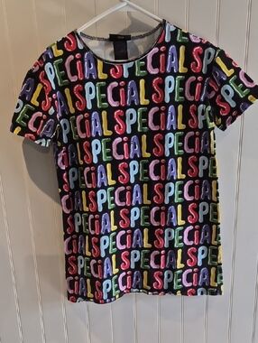 Nooworks Black Tee with Multicolor 'SPECIAL' Bubble Letters